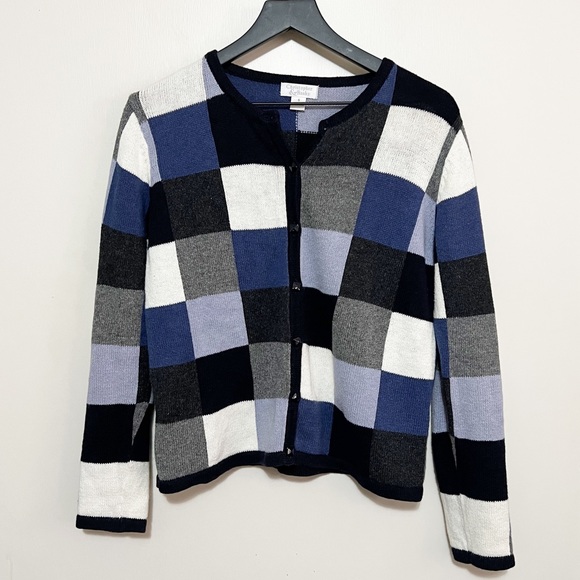 Vintage Checkered Cardigan S - Picture 1 of 8